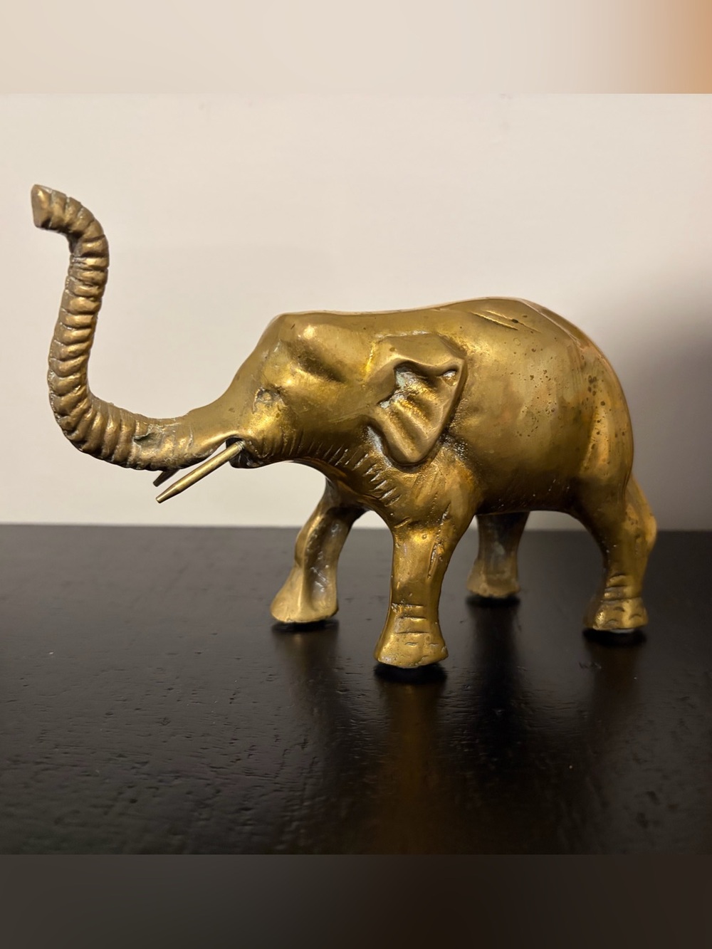 Brass Elephant Figurine Home Art - Gold Accent Decor